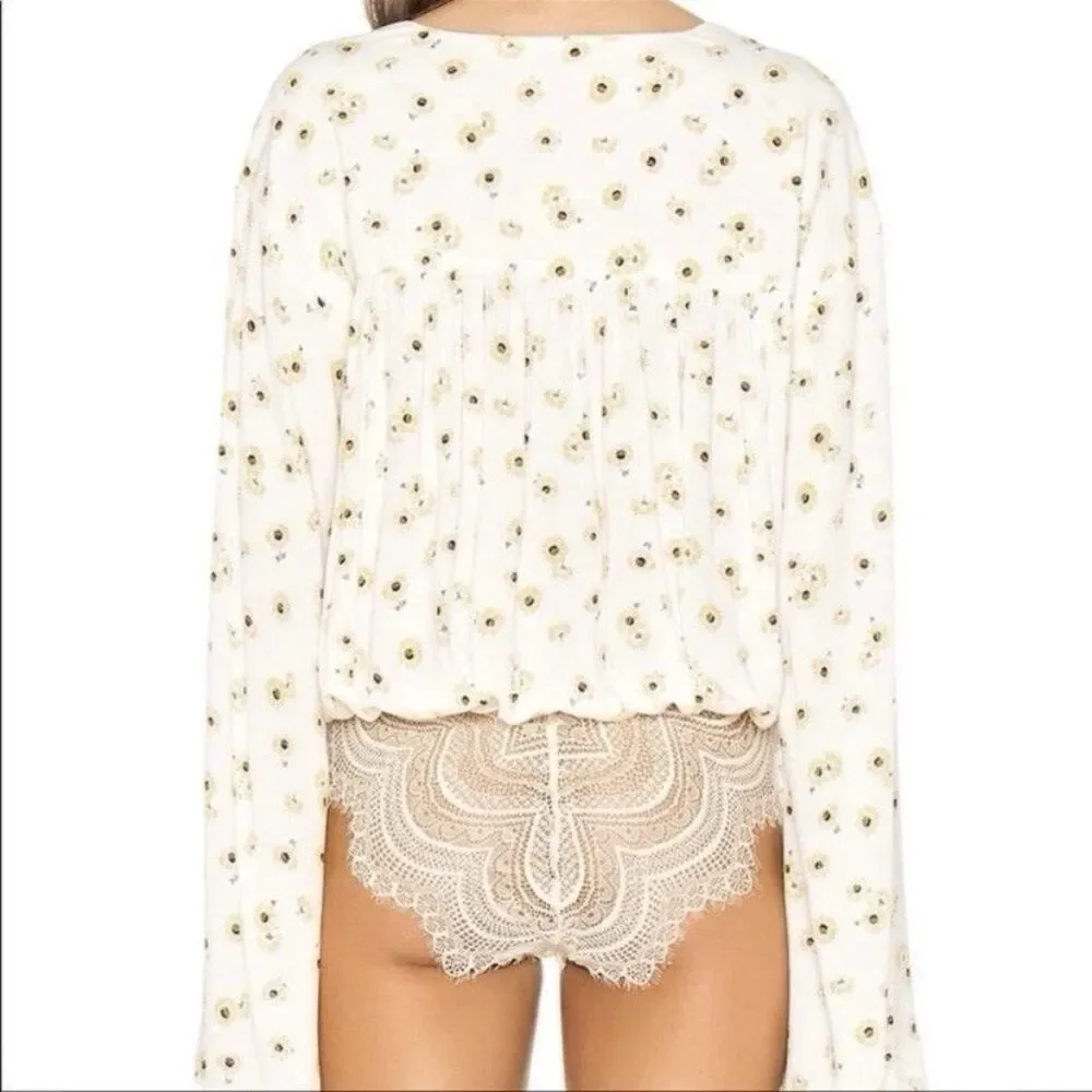 Intimately Free People Forties Feels Bodysuit Ivory Cream Floral Size Small